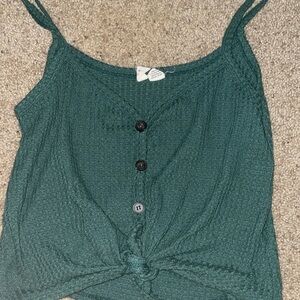 green buttoned crop with tied front